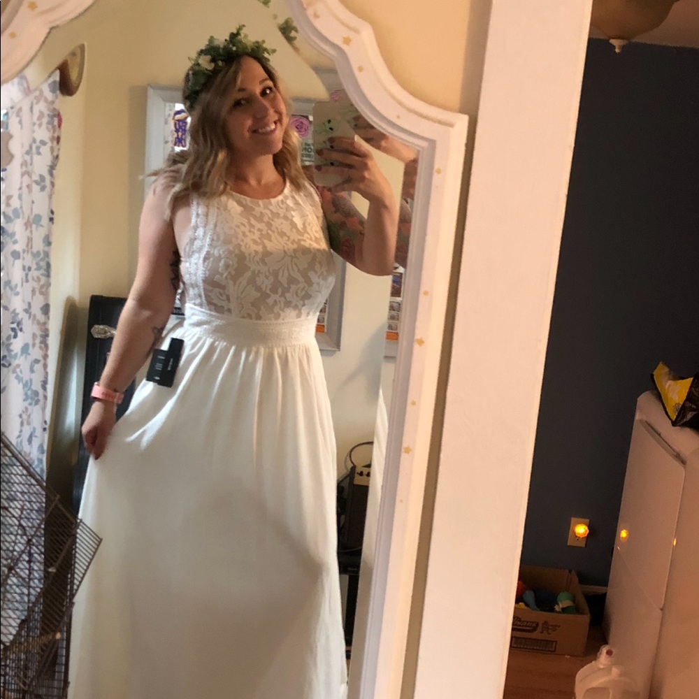 LuLu’s white floor length dress!